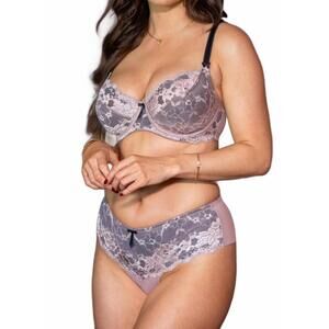 NEW POUR MOI amour lace shorty in mink/ slate
